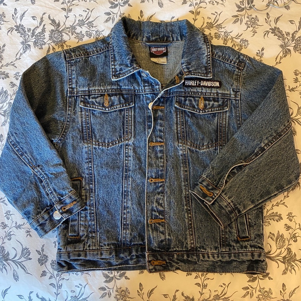 Youth Size 7 Vintage Harley Denim Jacket